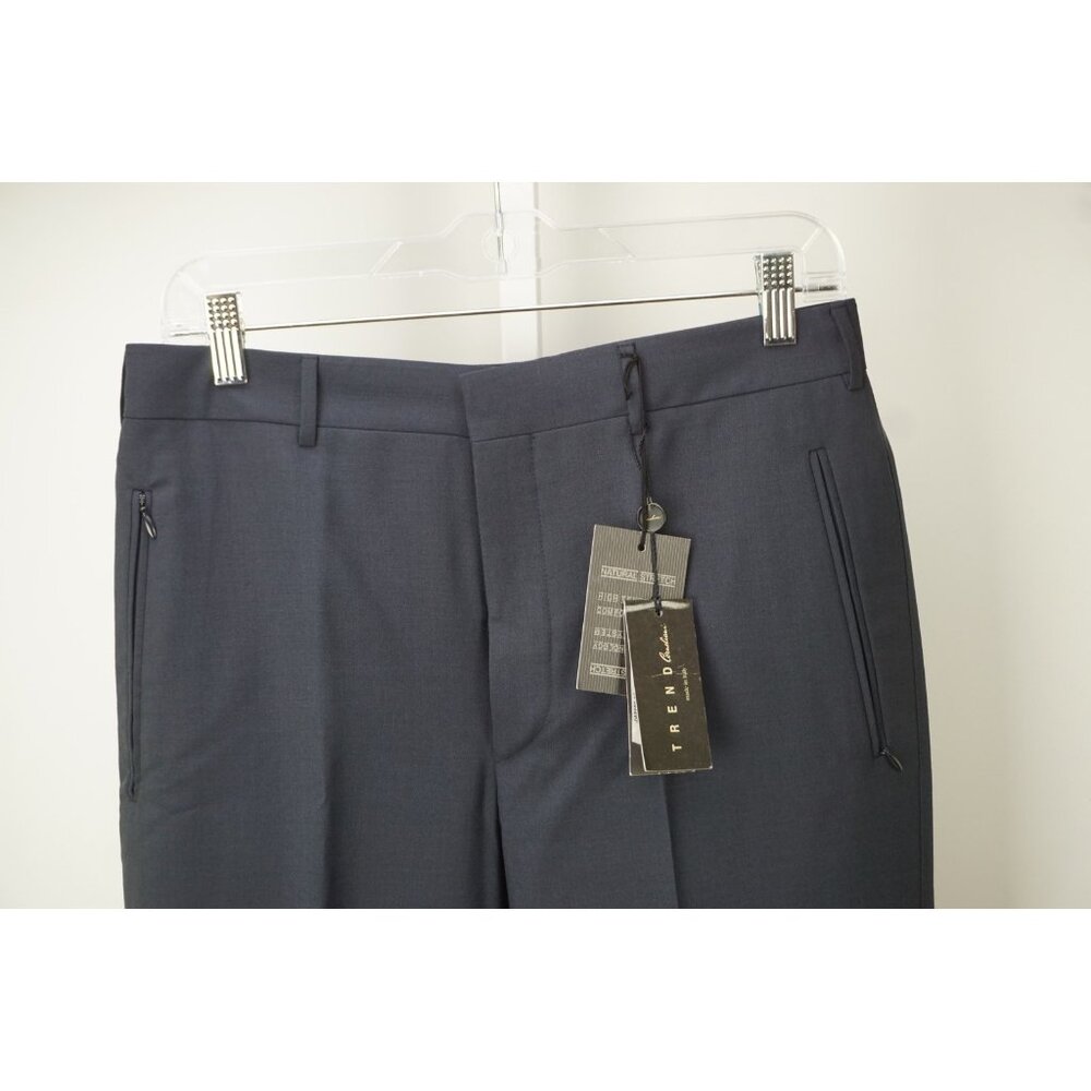 Corneliani Sportive Wool Blend Solid Navy Blue Dress Pants Sz 46 NEW